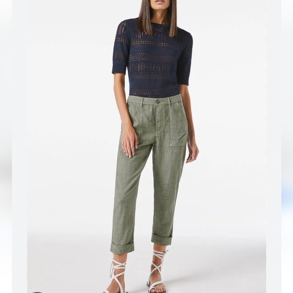 Old Navy olive green linen blend pants With Elastic Waist Medium M - Picture 12 of 15